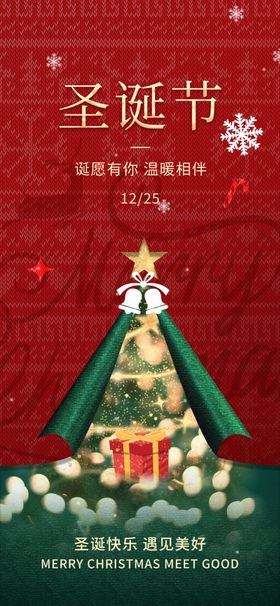 圣诞节平安夜海报树老人