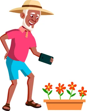 老年生活卡通人物晚爷爷奶奶