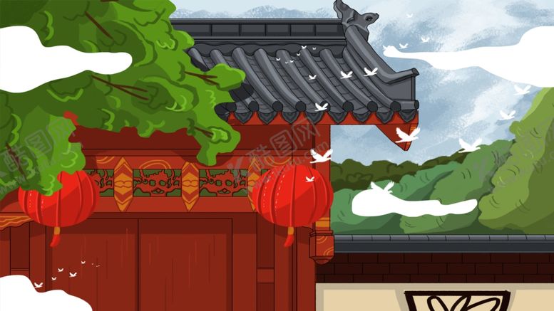编号：44735110060204522333【酷图网】源文件下载-中国风建筑插画