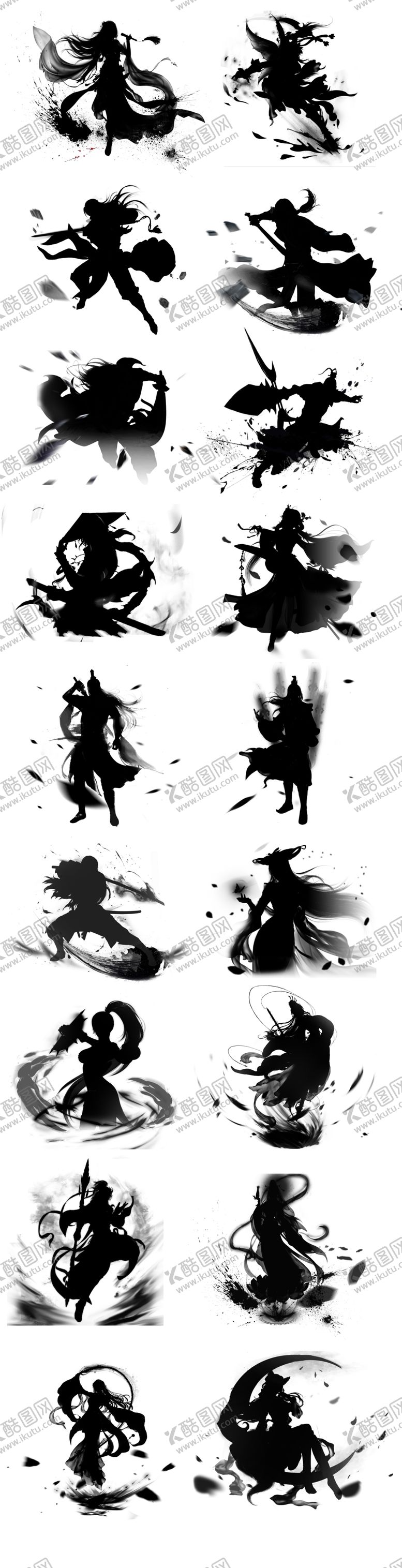 编号：44688409181551582432【酷图网】源文件下载-水墨人物剪影武侠国潮