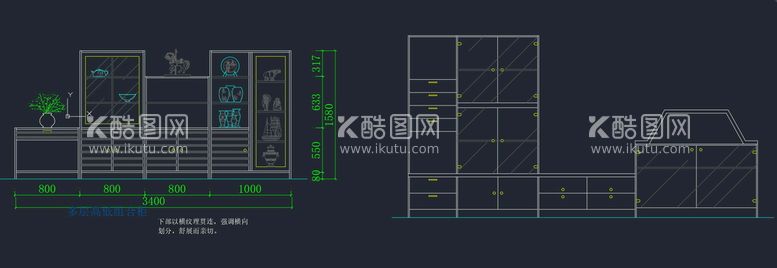 编号：35170611131853456359【酷图网】源文件下载-柜子立面图cad