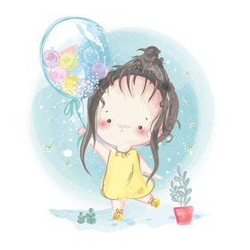 手绘水彩之儿童节画画的儿童插画