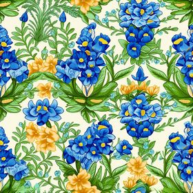 蓝黄花卉图案