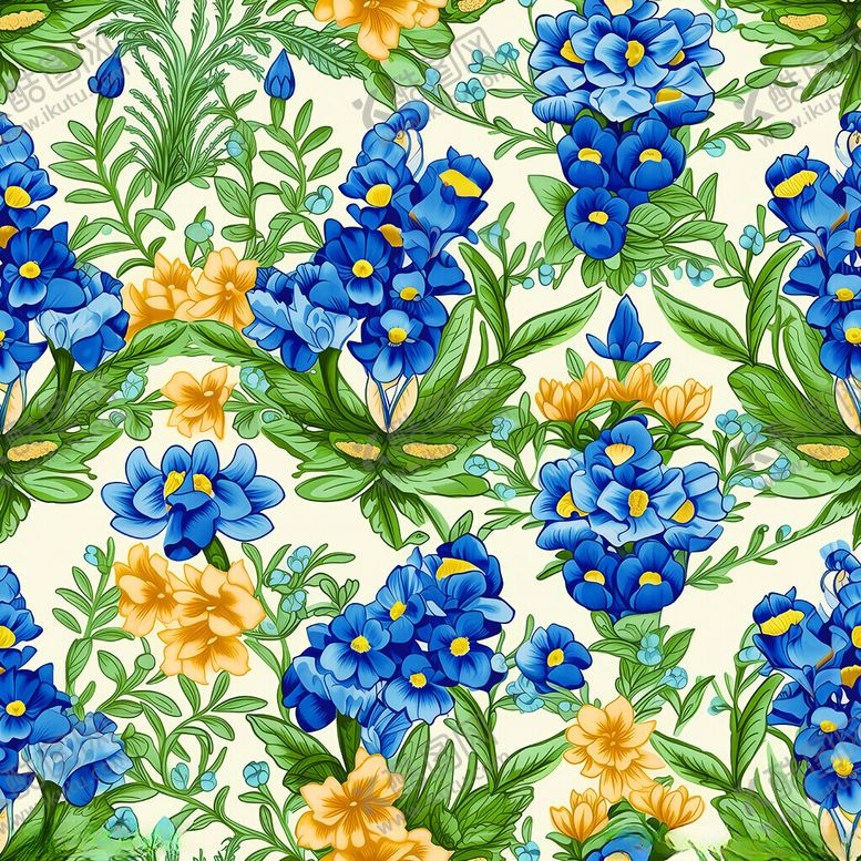 编号：42808511191412104354【酷图网】源文件下载-蓝黄花卉图案