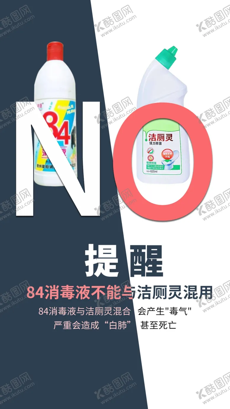 编号：69547307021604465420【酷图网】源文件下载-禁止84消毒液与洁厕净混用海报