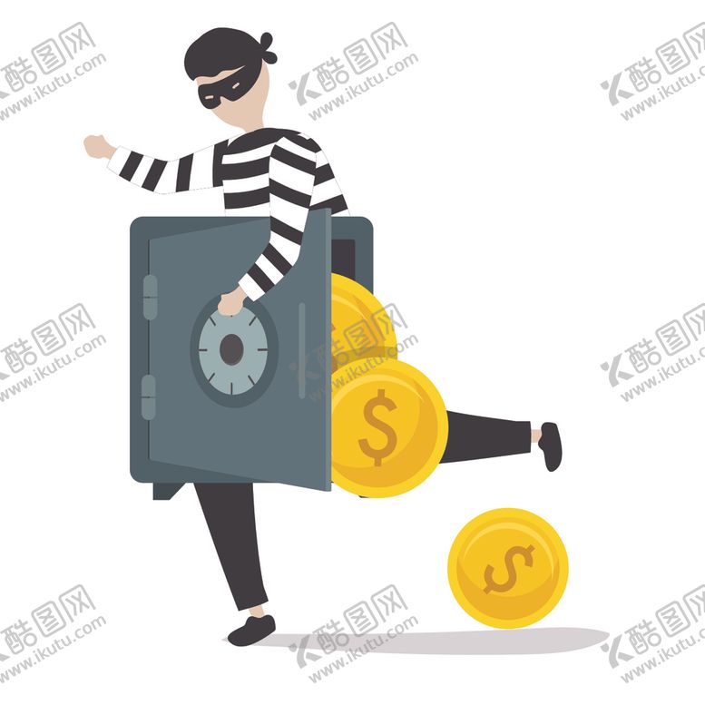编号：43133405112256255423【酷图网】源文件下载-创意手绘小偷素材手