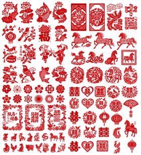 2026春节马年新年icon中式剪纸