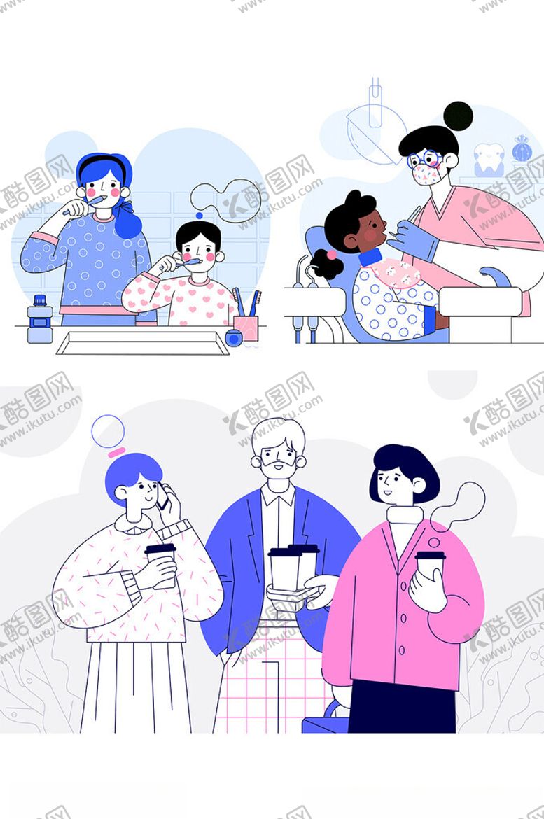 编号：42934903051010302263【酷图网】源文件下载-爱护牙齿扁平风矢量插画