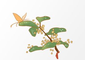桂花枝头枝叶八月半海报素材