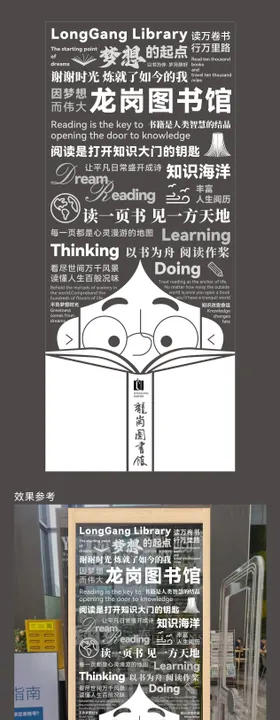 图书馆文字云玻璃贴