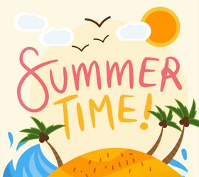 卡通你好夏季大海岛屿矢量素材