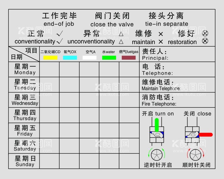 编号：63639011291338592754【酷图网】源文件下载-阀门开启关闭指示牌