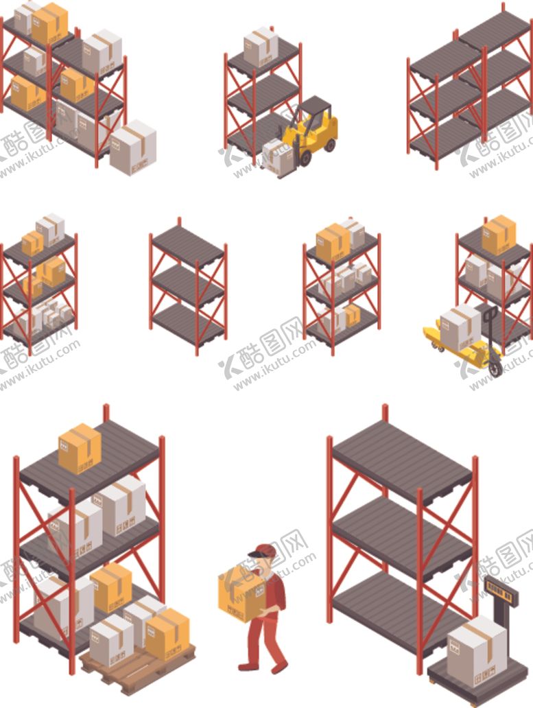 编号：49186510110616417031【酷图网】源文件下载-卡通立体电商仓库管理物流