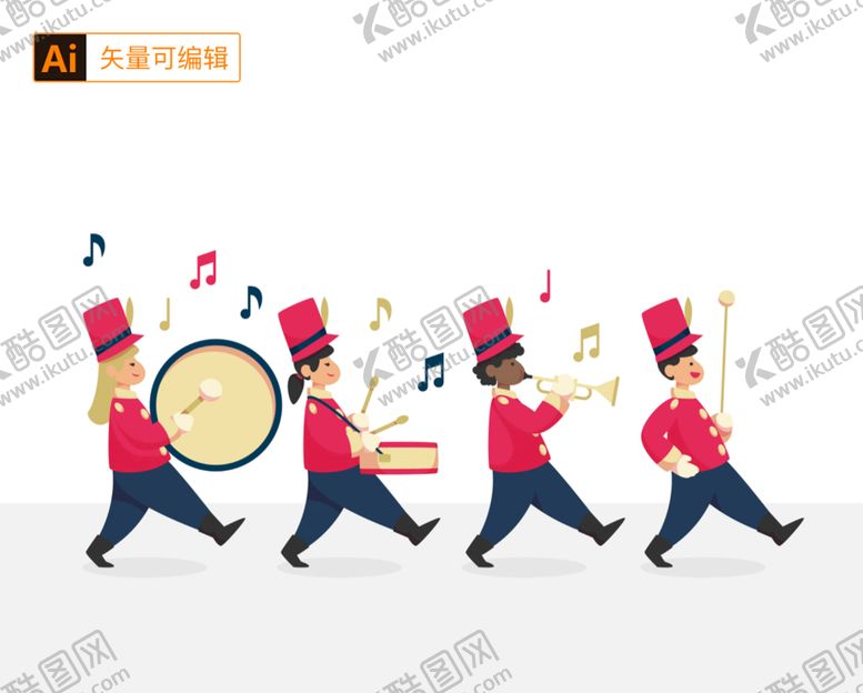 编号：34968509250335451375【酷图网】源文件下载-仪仗队卡通插画