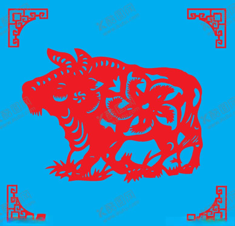 编号：89380310090919292629【酷图网】源文件下载-牛剪纸