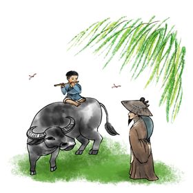 清明节元素放假水墨风材