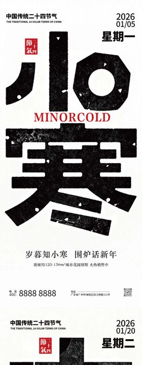 小寒大寒节气地产创意海报