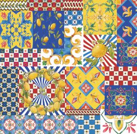 花卉几何图案拼接织物