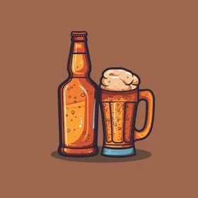 可爱啤酒卡通绘画儿童插画蜡笔矢量