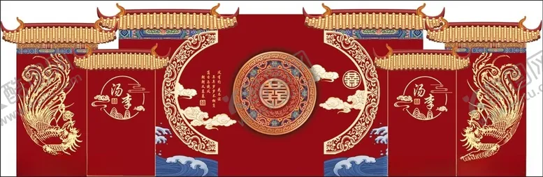 编号：49277109131024006637【酷图网】源文件下载-中式传统建筑屋檐装饰中式婚礼