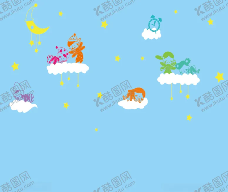 编号：17657301150707472414【酷图网】源文件下载-矢量图月亮云星星