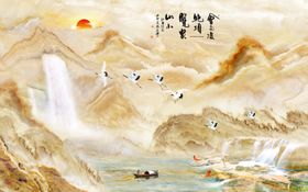 风景山水水墨文字