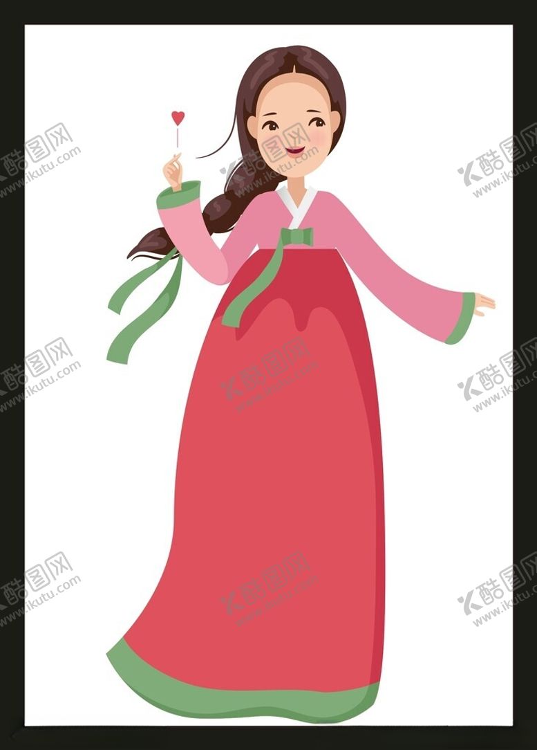 编号：95196002050436381997【酷图网】源文件下载-手绘朝鲜女孩