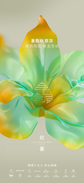 处暑节气海报高级感二十四花卉