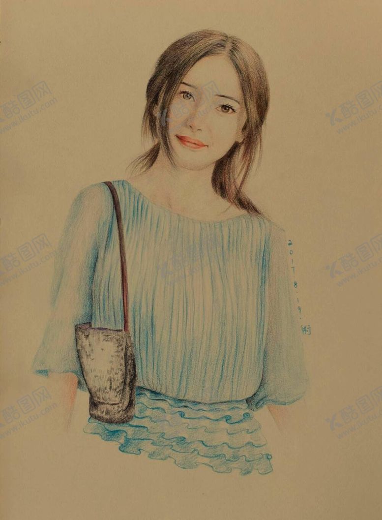编号：13059211251625525019【酷图网】源文件下载-彩铅画女孩