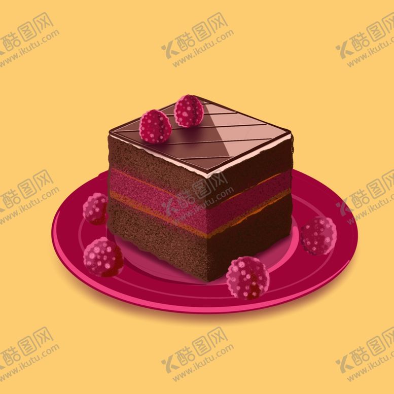 编号：53833709290041081183【酷图网】源文件下载-树莓巧克力夹心方蛋糕