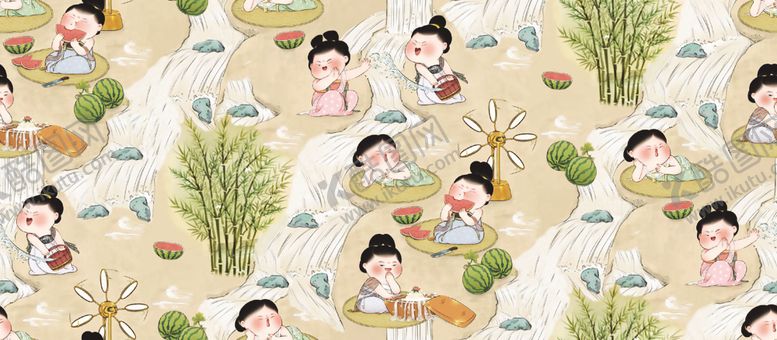编号：80283302211720228944【酷图网】源文件下载-小人草丛卡通人西瓜
