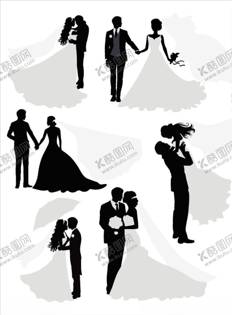 编号：96634309160704268758【酷图网】源文件下载-新郎新娘剪影