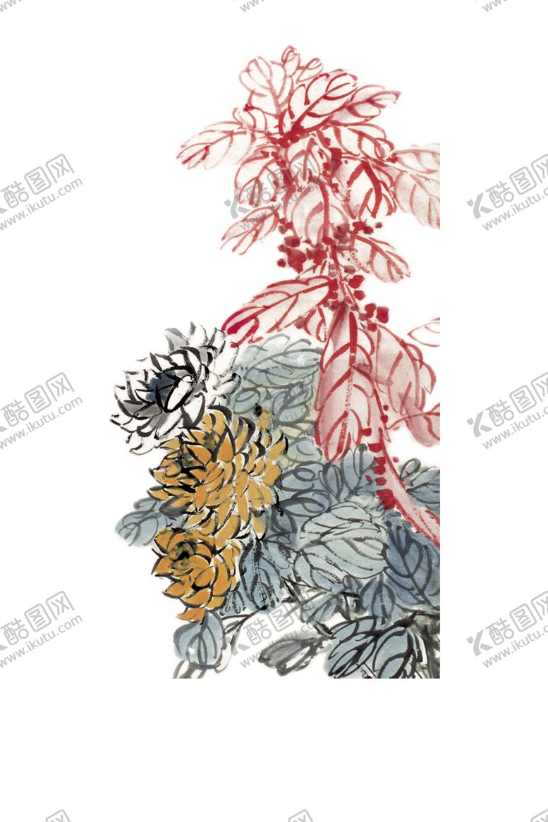 编号：92834806241547448804【酷图网】源文件下载-国画菊花