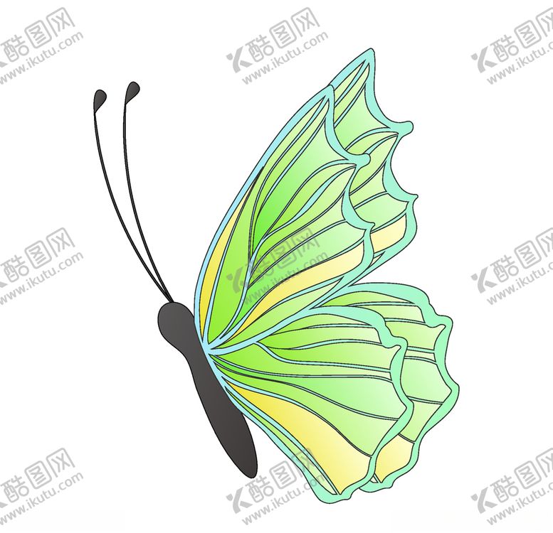 编号：46725504171423207595【酷图网】源文件下载-卡通绿色的蝴蝶插画