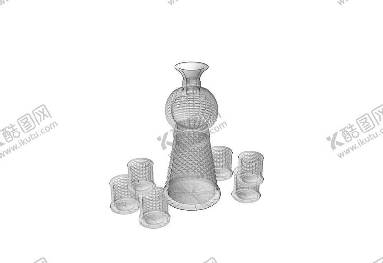 编号：95708001301421371003【酷图网】源文件下载-玻璃瓶和玻璃杯模型SKP草图大