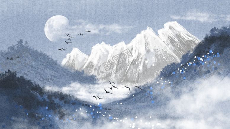 编号：25805305151805034800【酷图网】源文件下载-山水复古水墨水彩背景海报素材