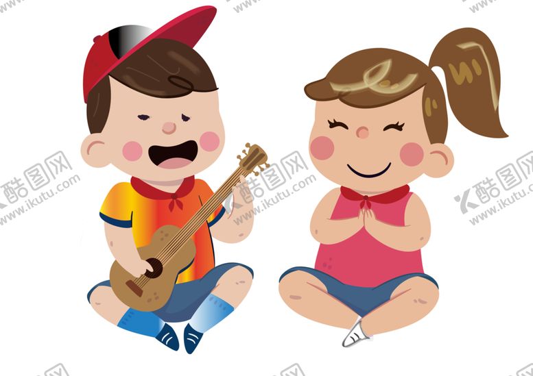 编号：10817810130004049008【酷图网】源文件下载-小男孩弹吉他