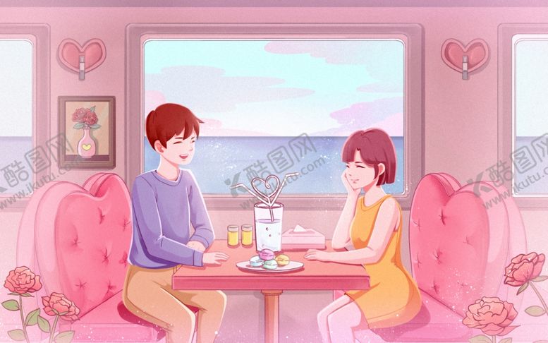 编号：14515909271743309059【酷图网】源文件下载-情侣人物插画卡通背景素材