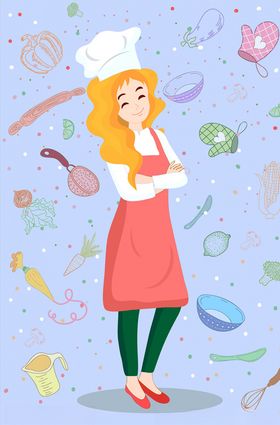 可爱棒球棒金发女矢量卡通插画