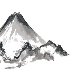 中国风山水水墨画