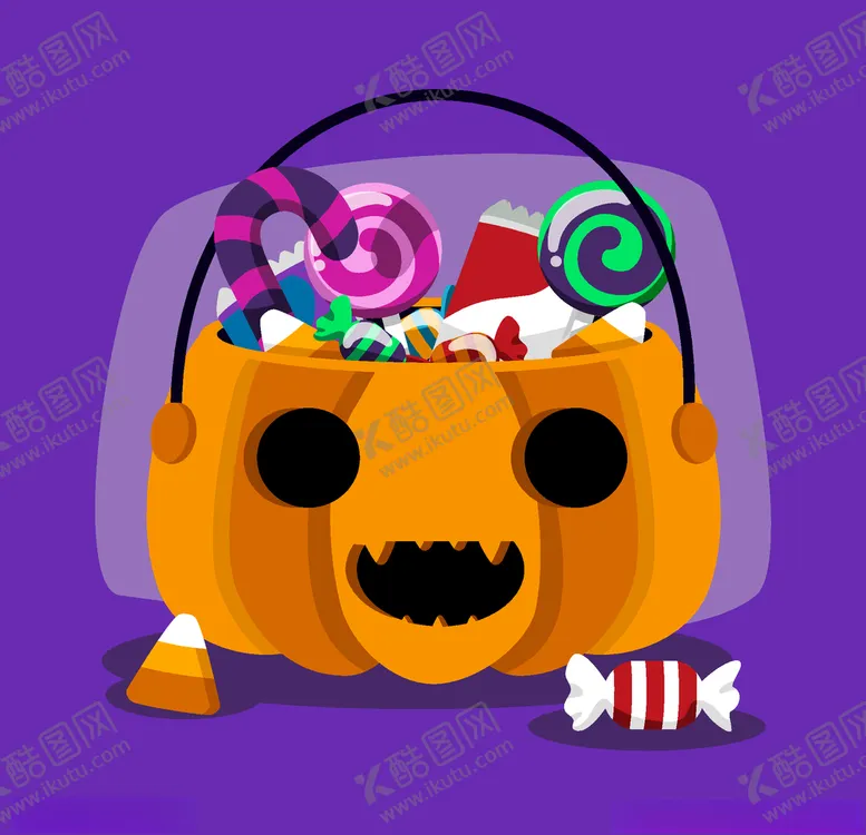编号：53001406181023125041【酷图网】源文件下载-万圣节糖果篮子