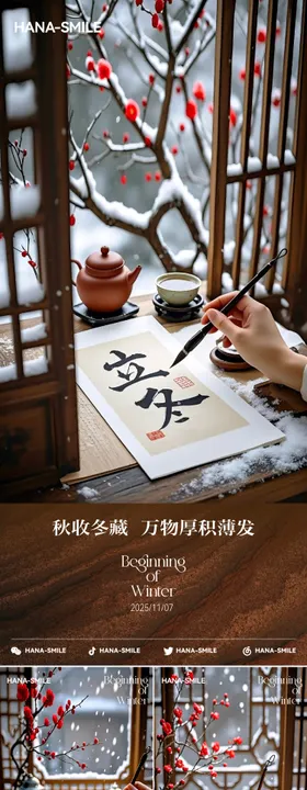 立冬节气毛笔字