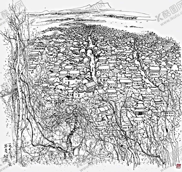 编号：70930305190521063515【酷图网】源文件下载-抽象写意国画图案
