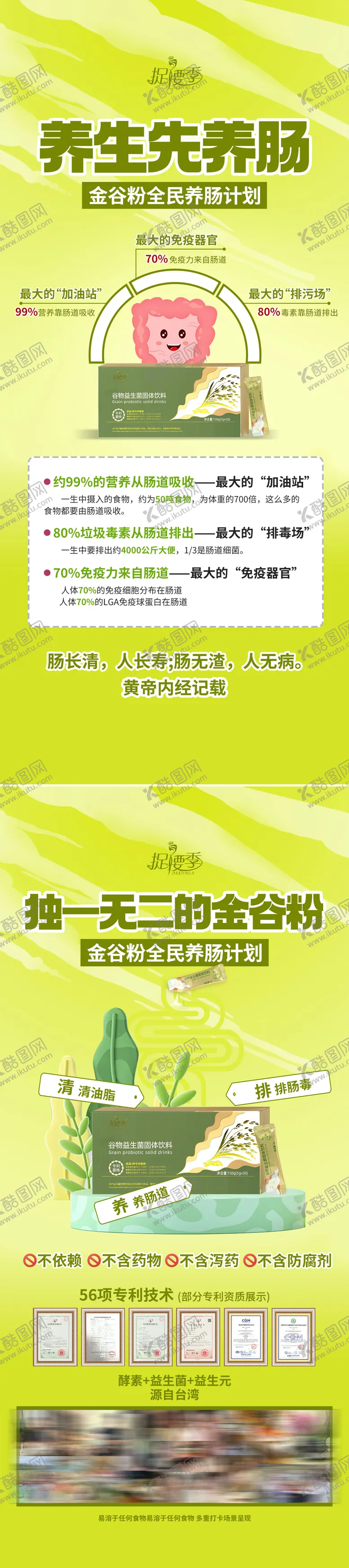 编号：10147204160956099528【酷图网】源文件下载-肠道健康益生菌调理减肥产品系列海报