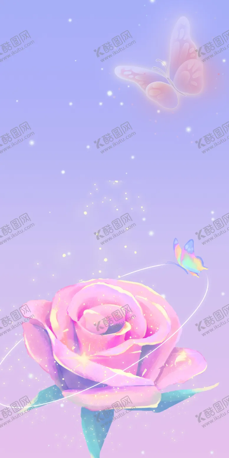 编号：64510002142122435600【酷图网】源文件下载-蝴蝶玫瑰花壁纸