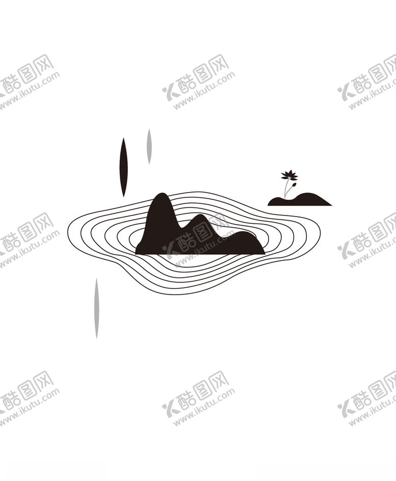 编号：51698107011715452787【酷图网】源文件下载-新中式手绘高山流水线条图片