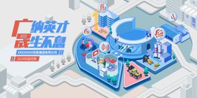 蓝色调2.5D化工制作业海报