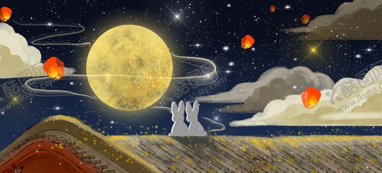 编号：31957210140815424092【酷图网】源文件下载-中秋传统国风插画卡通背景素材