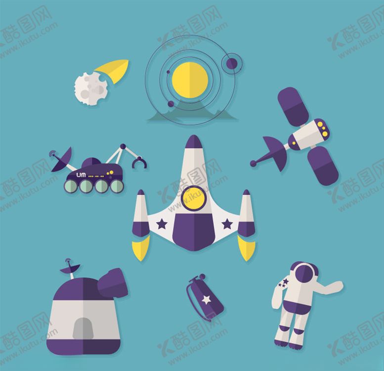 编号：88897009150310044239【酷图网】源文件下载-卡通飞行航天飞机元素