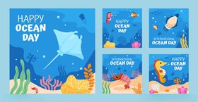 海洋日主题插画海报